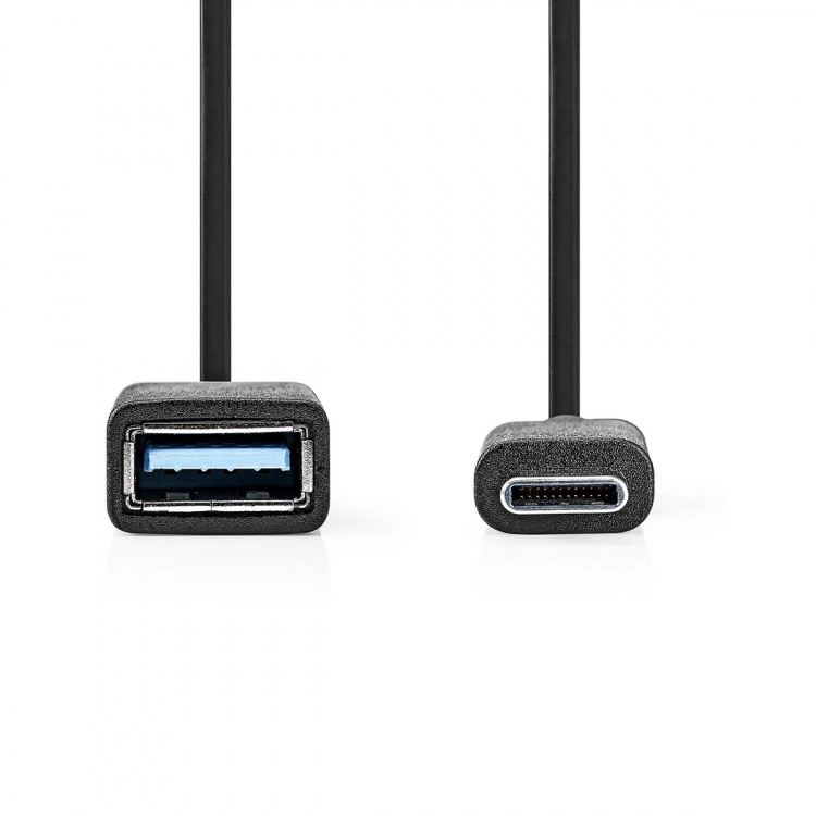 Nedis USB-C™ Adapter | USB 3.2 Gen 1 | USB-C™ Male | USB-A Female | 5 Gbps | 0.15 m | Rond | Vernikkeld | PVC | Zwart | Envelop