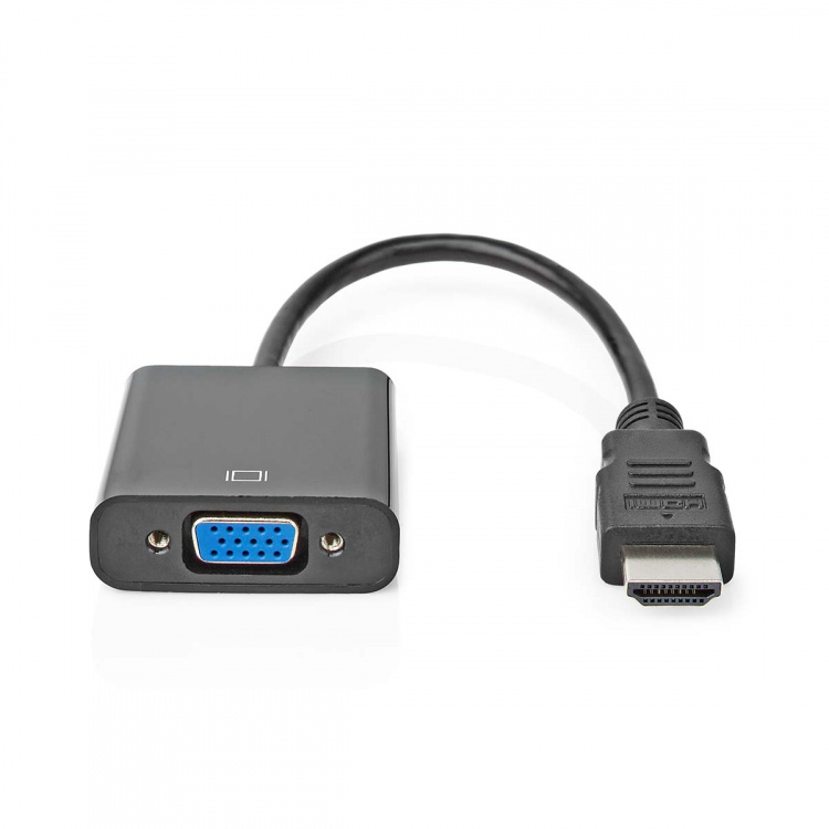 Nedis HDMI™-Adapter | HDMI™ Connector | VGA Female 15p / 3,5 mm Female | Vernikkeld | Recht | PVC | Zwart | 1 Stuks | Doos Nedis HDMI™-Adapter | HDMI™ Connector | VGA Female 15p / 3,5 mm Female | Vernikkeld | Recht | PVC | Zwart | 1 Stuks | Doos