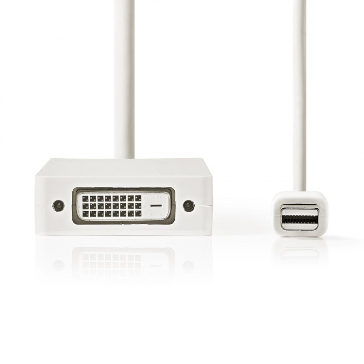 Nedis Mini DisplayPort-Kabel | DisplayPort 1.2 | Mini-DisplayPort Male | DVI-D 24+1-Pins Female / HDMI™ Input / VGA Female 15p | 21.6 Gbps | Vernikkeld | 0.20 m | Rond | PVC | Wit | Blister Nedis Mini DisplayPort-Kabel | DisplayPort 1.2 | Mini-DisplayPort Male | DVI-D 24+1-Pins Female / HDMI™ Input / VGA Female 15p | 21.6 Gbps | Vernikkeld | 0.20 m | Rond | PVC | Wit | Blister