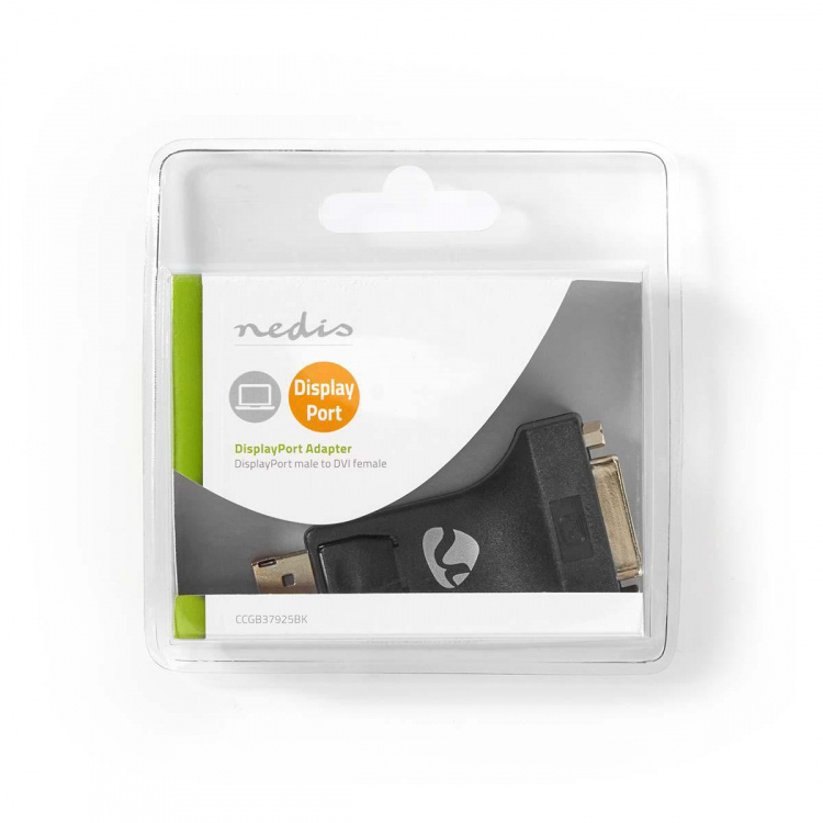 Nedis DisplayPort-Adapter | DisplayPort Male | DVI-I 24+5-Pins Female | 1080p | Vernikkeld | Recht | Rond | ABS | ABS | Zwart | Blister