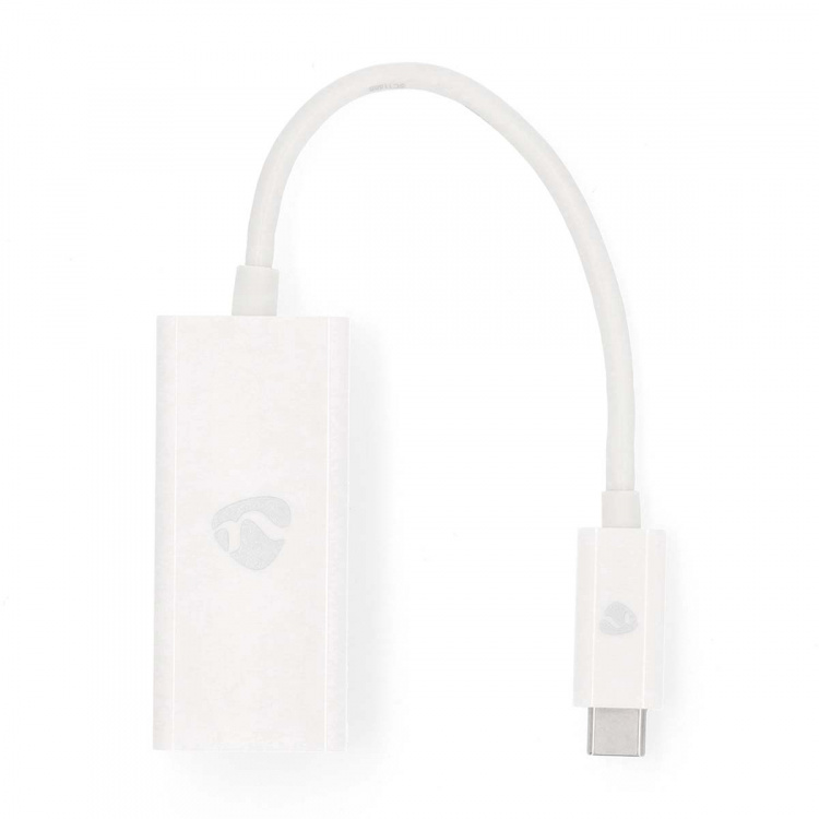 Nedis USB-netwerkadapter | USB 3.2 Gen 1 | 1000 Mbps | USB-C™ Male | RJ45 Female | 0.20 m | Rond | Vernikkeld | Vertind-Koper | Wit | Doos