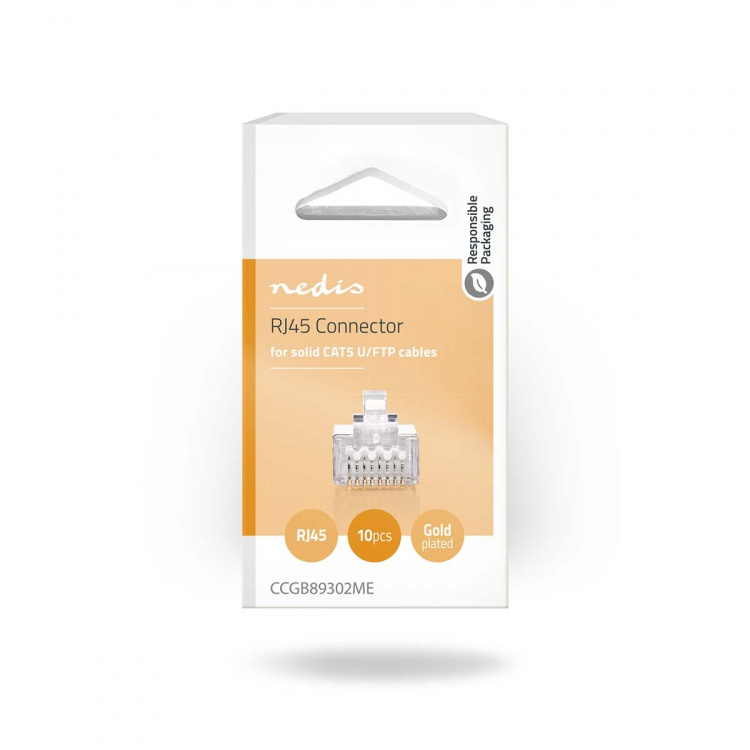 Nedis RJ45-Connector | Male | Solid STP CAT5 | Recht | Verguld | 10 Stuks | PVC | Transparant | Doos