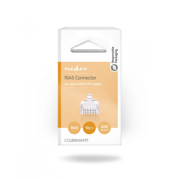 Nedis RJ45-Connector | Male | Solid UTP CAT6 | Recht | Verguld | 10 Stuks | Polycarbonate | Transparant | Doos Nedis RJ45-Connector | Male | Solid UTP CAT6 | Recht | Verguld | 10 Stuks | Polycarbonate | Transparant | Doos