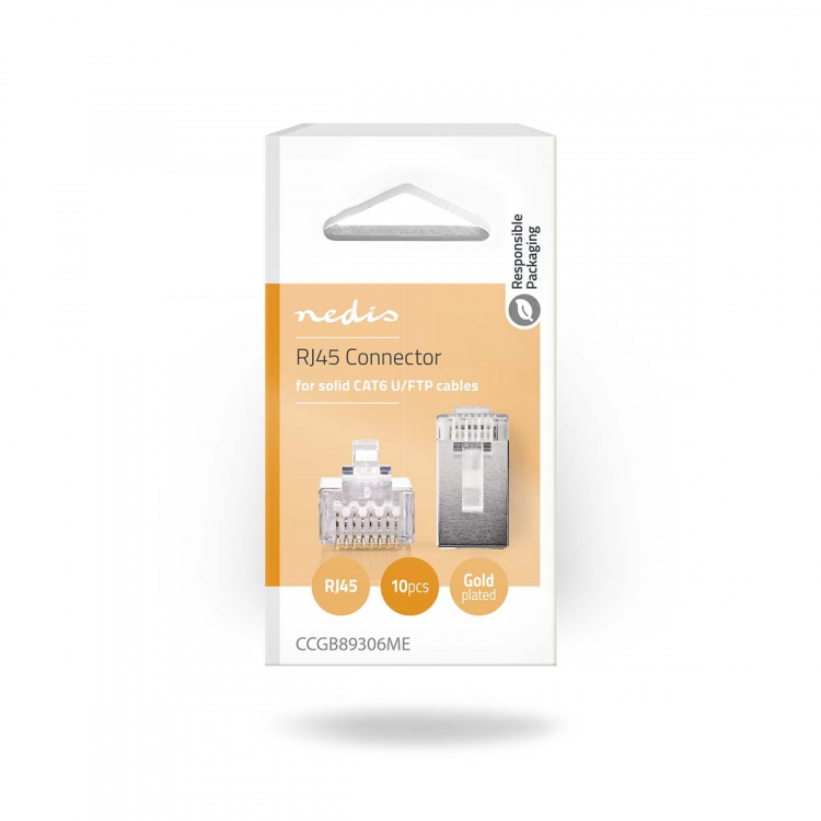 Nedis RJ45-Connector | Male | Solid STP CAT6 | Recht | Verguld | 10 Stuks | Polycarbonate | Transparant | Doos