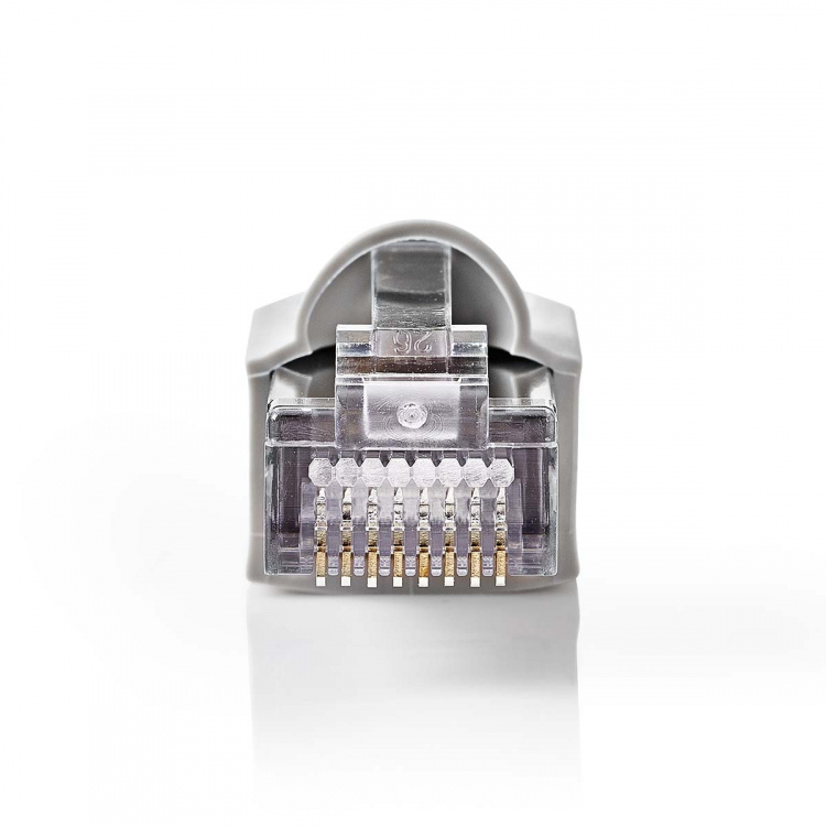 Nedis RJ45-Connector | Male | Solid FTP CAT5e | Recht | Vernikkeld | 10 Stuks | Polycarbonate | Grijs / Transparant | Doos