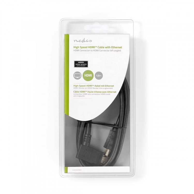 Nedis High Speed HDMI™-Kabel met Ethernet | HDMI™ Connector | HDMI™ Connector | 4K@30Hz | 10.2 Gbps | 1.50 m | Rond | PVC | Zwart | Blister Nedis High Speed HDMI™-Kabel met Ethernet | HDMI™ Connector | HDMI™ Connector | 4K@30Hz | 10.2 Gbps | 1.50 m | Rond | PVC | Zwart | Blister