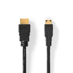 Nedis High Speed ​​HDMI™-Kabel met Ethernet | HDMI™ Connector | HDMI™ Mini-Connector | 4K@30Hz | 10.2 Gbps | 2.00 m | Rond | PVC | Zwart | Doos