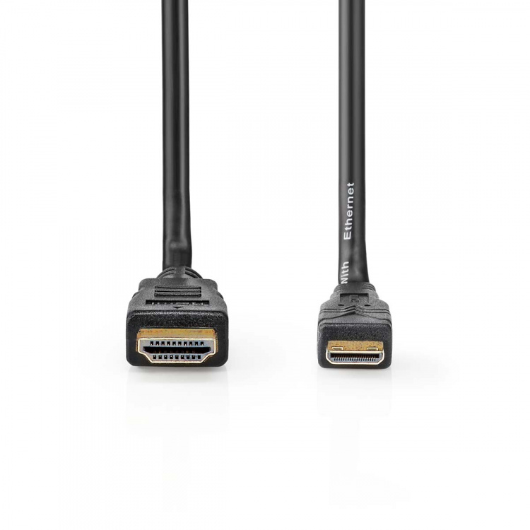Nedis High Speed ​​HDMI™-Kabel met Ethernet | HDMI™ Connector | HDMI™ Mini-Connector | 4K@30Hz | 10.2 Gbps | 2.00 m | Rond | PVC | Zwart | Doos