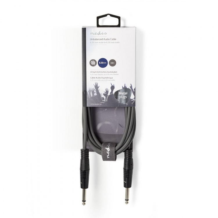 Nedis Stereo-Audiokabel | 2x 6,35 mm Male | 3,5 mm Male | Vernikkeld | 5.00 m | Rond | Donkergrijs | Kartonnen Sleeve Nedis Stereo-Audiokabel | 2x 6,35 mm Male | 3,5 mm Male | Vernikkeld | 5.00 m | Rond | Donkergrijs | Kartonnen Sleeve