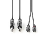 Nedis Stereo-Audiokabel | 2x 6,35 mm Male | 2x RCA Male | Vernikkeld | 3.00 m | Rond | Donkergrijs | Kartonnen Sleeve
