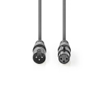 Nedis Gebalanceerde Audiokabel | XLR 3-Pins Male | XLR 3-Pins Female | Vernikkeld | 1.00 m | Rond | PVC | Donkergrijs | Kartonnen Sleeve