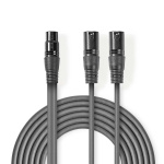Nedis Gebalanceerde Audiokabel | 2x XLR 3-Pins Male | XLR 3-Pins Female | Vernikkeld | 1.50 m | Rond | PVC | Donkergrijs | Kartonnen Sleeve