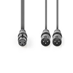 Nedis Gebalanceerde Audiokabel | 2x XLR 3-Pins Male | XLR 3-Pins Female | Vernikkeld | 1.50 m | Rond | PVC | Donkergrijs | Kartonnen Sleeve