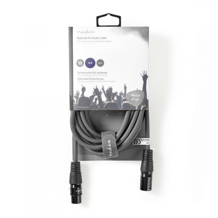 Nedis Gebalanceerde Audiokabel | XLR 3-Pins Male | XLR 3-Pins Female | Vernikkeld | 5.00 m | Rond | PVC | Donkergrijs | Kartonnen Sleeve Nedis Gebalanceerde Audiokabel | XLR 3-Pins Male | XLR 3-Pins Female | Vernikkeld | 5.00 m | Rond | PVC | Donkergrijs | Kartonnen Sleeve