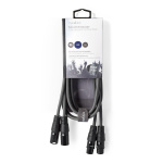 Nedis Gebalanceerde Audiokabel | 2x XLR 3-Pins Male | 2x XLR 3-Pins Female | Vernikkeld | 1.50 m | Rond | PVC | Donkergrijs | Kartonnen Sleeve