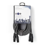 Nedis Gebalanceerde Audiokabel | 2x XLR 3-Pins Male | 2x XLR 3-Pins Female | Vernikkeld | 5.00 m | Rond | PVC | Donkergrijs | Kartonnen Sleeve