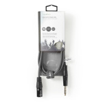 Nedis Gebalanceerde Audiokabel | XLR 3-Pins Male | 6,35 mm Male | Vernikkeld | 1.50 m | Rond | PVC | Donkergrijs | Kartonnen Sleeve