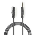 Nedis Gebalanceerde Audiokabel | XLR 3-Pins Male | 6,35 mm Male | Vernikkeld | 3.00 m | Rond | PVC | Donkergrijs | Kartonnen Sleeve Nedis Gebalanceerde Audiokabel | XLR 3-Pins Male | 6,35 mm Male | Vernikkeld | 3.00 m | Rond | PVC | Donkergrijs | Kartonnen Sleeve