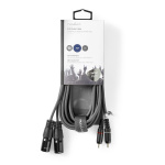 Nedis Gebalanceerde Audiokabel | 2x XLR 3-Pins Male | 2x RCA Male | Vernikkeld | 3.00 m | Rond | PVC | Donkergrijs | Kartonnen Sleeve Nedis Gebalanceerde Audiokabel | 2x XLR 3-Pins Male | 2x RCA Male | Vernikkeld | 3.00 m | Rond | PVC | Donkergrijs | Kartonnen Sleeve