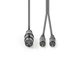 Nedis Gebalanceerde Audiokabel | XLR 3-Pins Female | 2x RCA Male | Vernikkeld | 1.50 m | Rond | PVC | Donkergrijs | Kartonnen Sleeve Nedis Gebalanceerde Audiokabel | XLR 3-Pins Female | 2x RCA Male | Vernikkeld | 1.50 m | Rond | PVC | Donkergrijs | Kartonnen Sleeve