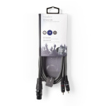 Nedis Gebalanceerde Audiokabel | XLR 3-Pins Female | 2x RCA Male | Vernikkeld | 1.50 m | Rond | PVC | Donkergrijs | Kartonnen Sleeve Nedis Gebalanceerde Audiokabel | XLR 3-Pins Female | 2x RCA Male | Vernikkeld | 1.50 m | Rond | PVC | Donkergrijs | Kartonnen Sleeve