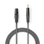 Nedis Gebalanceerde Audiokabel | XLR 3-Pins Male | 3,5 mm Male | Vernikkeld | 1.50 m | Rond | PVC | Donkergrijs | Kartonnen Sleeve Nedis Gebalanceerde Audiokabel | XLR 3-Pins Male | 3,5 mm Male | Vernikkeld | 1.50 m | Rond | PVC | Donkergrijs | Kartonnen Sleeve