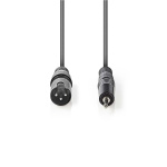 Nedis Gebalanceerde Audiokabel | XLR 3-Pins Male | 3,5 mm Male | Vernikkeld | 1.50 m | Rond | PVC | Donkergrijs | Kartonnen Sleeve Nedis Gebalanceerde Audiokabel | XLR 3-Pins Male | 3,5 mm Male | Vernikkeld | 1.50 m | Rond | PVC | Donkergrijs | Kartonnen Sleeve