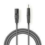 Nedis Gebalanceerde Audiokabel | XLR 3-Pins Male | 3,5 mm Male | Vernikkeld | 3.00 m | Rond | PVC | Donkergrijs | Kartonnen Sleeve