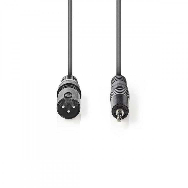 Nedis Gebalanceerde Audiokabel | XLR 3-Pins Male | 3,5 mm Male | Vernikkeld | 3.00 m | Rond | PVC | Donkergrijs | Kartonnen Sleeve