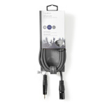Nedis Gebalanceerde Audiokabel | XLR 3-Pins Male | 3,5 mm Male | Vernikkeld | 3.00 m | Rond | PVC | Donkergrijs | Kartonnen Sleeve