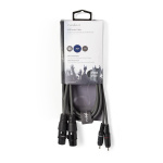 Nedis Gebalanceerde Audiokabel | 2x XLR 3-Pins Female | 2x RCA Male | Vernikkeld | 1.50 m | Rond | PVC | Donkergrijs | Kartonnen Sleeve Nedis Gebalanceerde Audiokabel | 2x XLR 3-Pins Female | 2x RCA Male | Vernikkeld | 1.50 m | Rond | PVC | Donkergrijs | Kartonnen Sleeve
