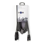 Nedis Gebalanceerde Audiokabel | 2x XLR 3-Pins Female | 2x RCA Male | Vernikkeld | 3.00 m | Rond | PVC | Donkergrijs | Kartonnen Sleeve