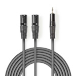 Nedis Gebalanceerde Audiokabel | 2x XLR 3-Pins Male | 3,5 mm Male | Vernikkeld | 1.50 m | Rond | PVC | Donkergrijs | Kartonnen Sleeve Nedis Gebalanceerde Audiokabel | 2x XLR 3-Pins Male | 3,5 mm Male | Vernikkeld | 1.50 m | Rond | PVC | Donkergrijs | Kartonnen Sleeve