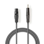 Nedis Gebalanceerde Audiokabel | XLR 3-Pins Female | 3,5 mm Male | Vernikkeld | 1.00 m | Rond | PVC | Donkergrijs | Kartonnen Sleeve