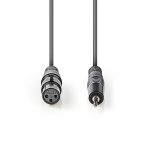 Nedis Gebalanceerde Audiokabel | XLR 3-Pins Female | 3,5 mm Male | Vernikkeld | 1.00 m | Rond | PVC | Donkergrijs | Kartonnen Sleeve