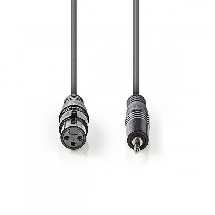 Nedis Gebalanceerde Audiokabel | XLR 3-Pins Female | 3,5 mm Male | Vernikkeld | 1.00 m | Rond | PVC | Donkergrijs | Kartonnen Sleeve