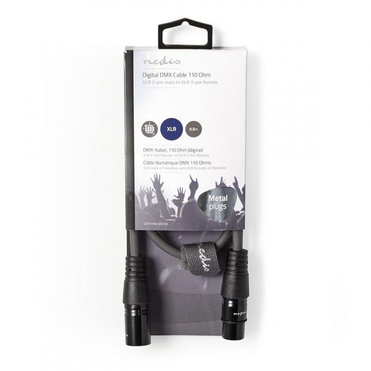 Nedis DMX-Adapterkabel | XLR 3-Pins Male | XLR 3-Pins Female | Vernikkeld | 0.50 m | Rond | PVC | Donkergrijs | Kartonnen Sleeve Nedis DMX-Adapterkabel | XLR 3-Pins Male | XLR 3-Pins Female | Vernikkeld | 0.50 m | Rond | PVC | Donkergrijs | Kartonnen Sleeve