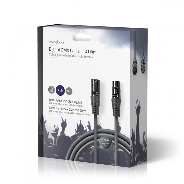Nedis DMX-Adapterkabel | XLR 3-Pins Male | XLR 3-Pins Female | Vernikkeld | 10.0 m | Rond | PVC | Donkergrijs | Gift Box Nedis DMX-Adapterkabel | XLR 3-Pins Male | XLR 3-Pins Female | Vernikkeld | 10.0 m | Rond | PVC | Donkergrijs | Gift Box