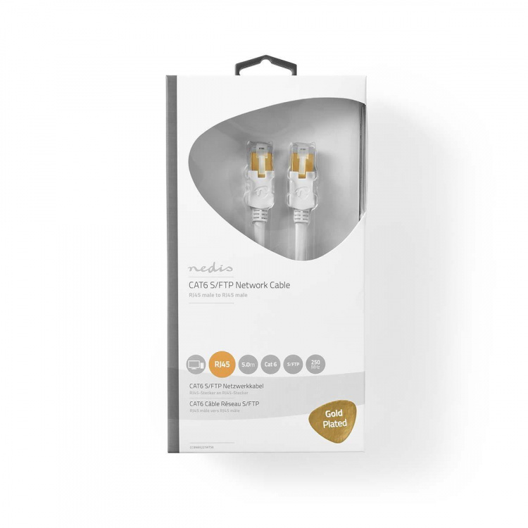 Nedis CAT6 Netwerkkabel | RJ45 Male | RJ45 Male | S/FTP | 5.00 m | Rond | LSZH / PVC | Wit | Window Box