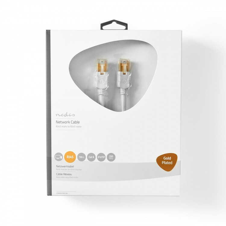 Nedis CAT6 Netwerkkabel | RJ45 Male | RJ45 Male | F/UTP | 10.0 m | Rond | LSZH / PVC | Wit | Window Box