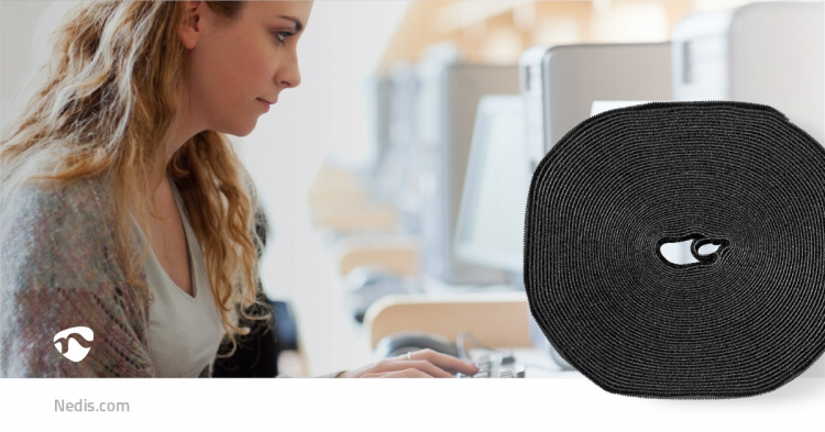 Nedis Klittenband op Rol | 910 x 1.6 cm | Zwart