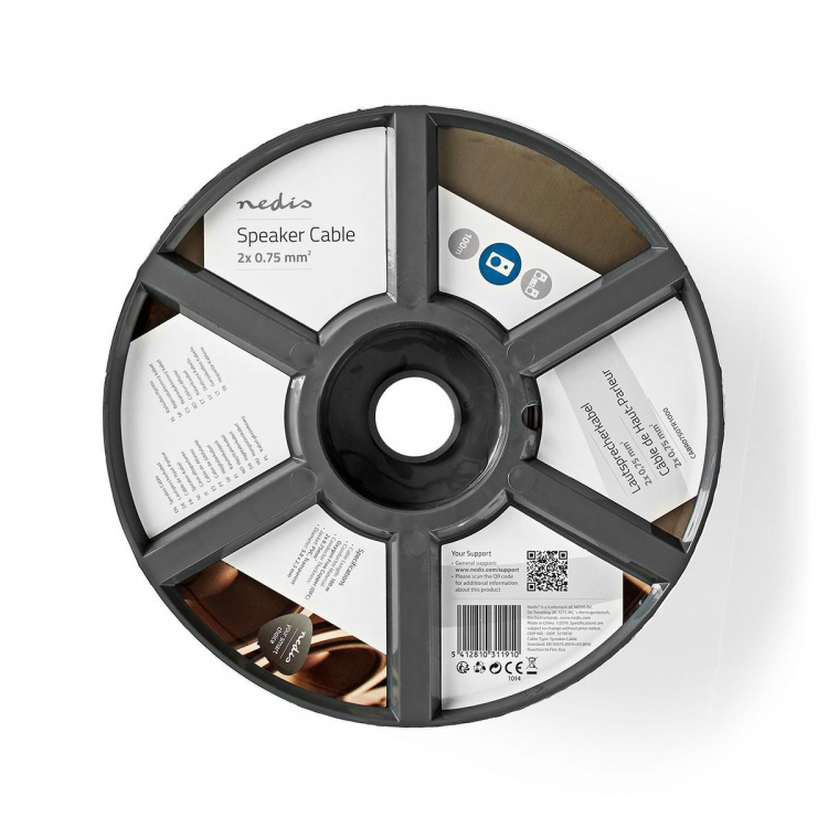 Nedis Speaker-Kabel | 2 x 0.75 mm² | Koper | 100.0 m | Rond | PVC | Transparant | Rol
