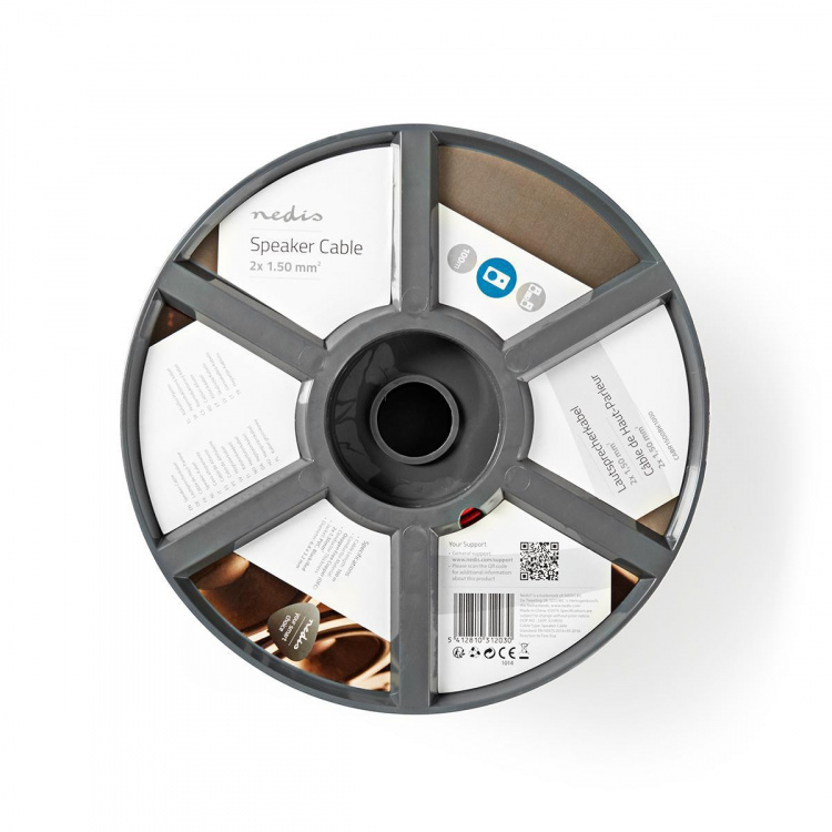 Nedis Speaker-Kabel | 2 x 1.50 mm² | Koper | 100.0 m | Rond | PVC | Rood / Zwart | Rol Nedis Speaker-Kabel | 2 x 1.50 mm² | Koper | 100.0 m | Rond | PVC | Rood / Zwart | Rol