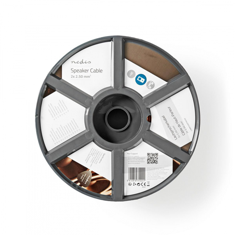 Nedis Speaker-Kabel | 2 x 2.50 mm² | Koper | 25.0 m | Rond | PVC | Transparant | Rol