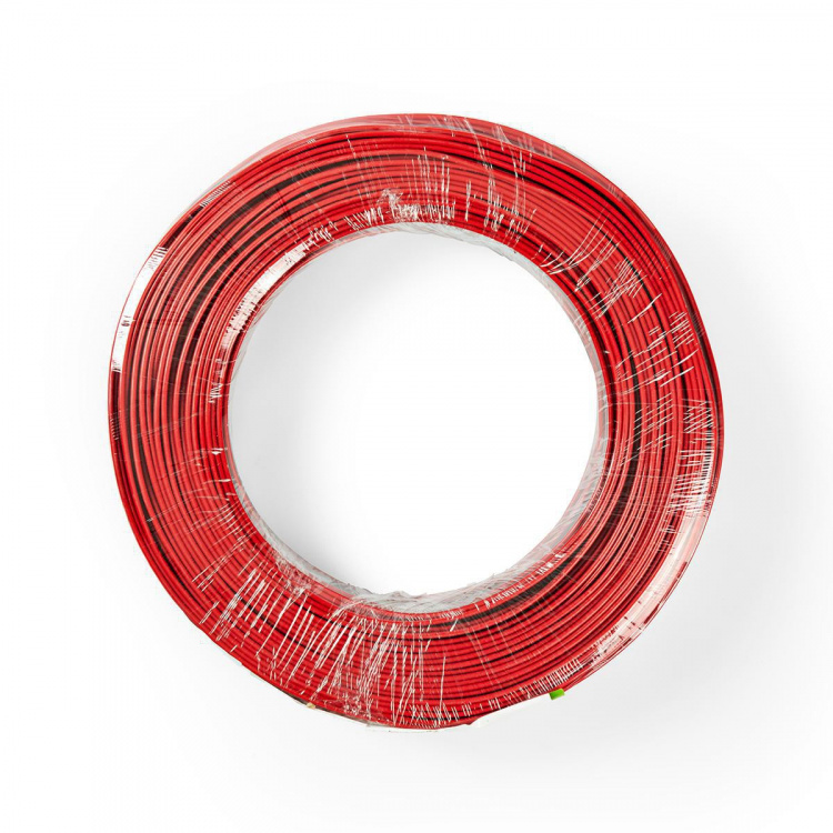 Nedis Speaker-Kabel | 2 x 0.75 mm² | CCA | 100.0 m | Rond | PVC | Rood / Zwart | Folieverpakking