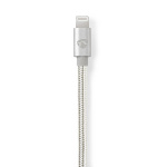 Nedis Lightning Kabel | USB 2.0 | Apple Lightning 8-Pins | USB-C™ Male | 480 Mbps | Verguld | 1.00 m | Rond | Gevlochten / Nylon | Aluminium / Zilver | Cover Window Box