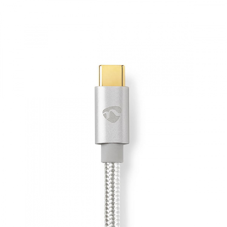 Nedis Lightning Kabel | USB 2.0 | Apple Lightning 8-Pins | USB-C™ Male | 480 Mbps | Verguld | 1.00 m | Rond | Gevlochten / Nylon | Aluminium / Zilver | Cover Window Box