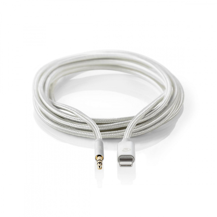 Nedis Lightning-Adapter | Apple Lightning 8-Pins | 3,5 mm Male | Verguld | 1.00 m | Rond | Nylon | Cover Window Box