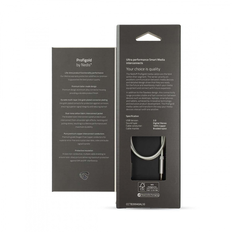 Nedis Lightning-Adapter | Apple Lightning 8-Pins | 3,5 mm Male | Verguld | 1.00 m | Rond | Nylon | Cover Window Box