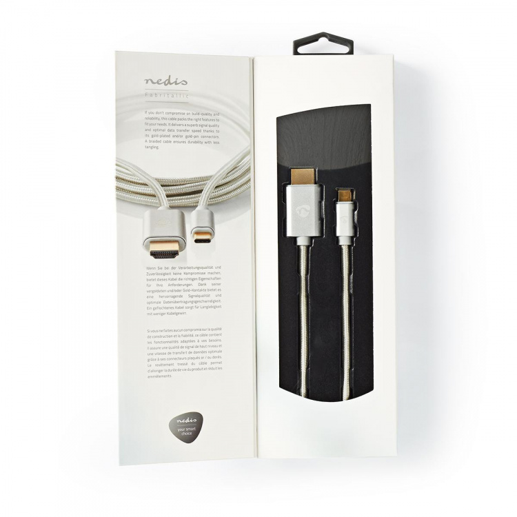 Nedis USB-C™ Adapter | USB 3.2 Gen 1 | USB-C™ Male | HDMI™ Connector | 4K@60Hz | 18 Gbps | 2.00 m | Rond | Verguld | Gevlochten / Nylon | Aluminium | Cover Window Box Nedis USB-C™ Adapter | USB 3.2 Gen 1 | USB-C™ Male | HDMI™ Connector | 4K@60Hz | 18 Gbps | 2.00 m | Rond | Verguld | Gevlochten / Nylon | Aluminium | Cover Window Box